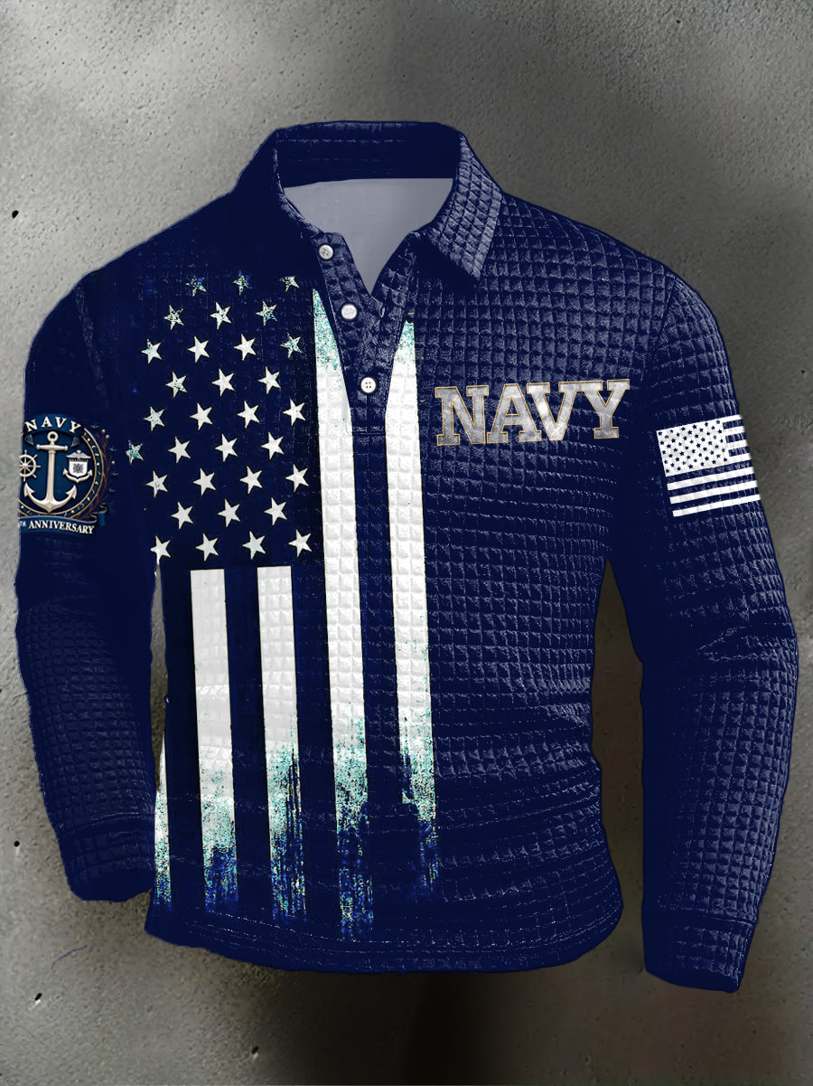 Men's Navy 250th Anniversary Printed Long-Sleeve Shirt