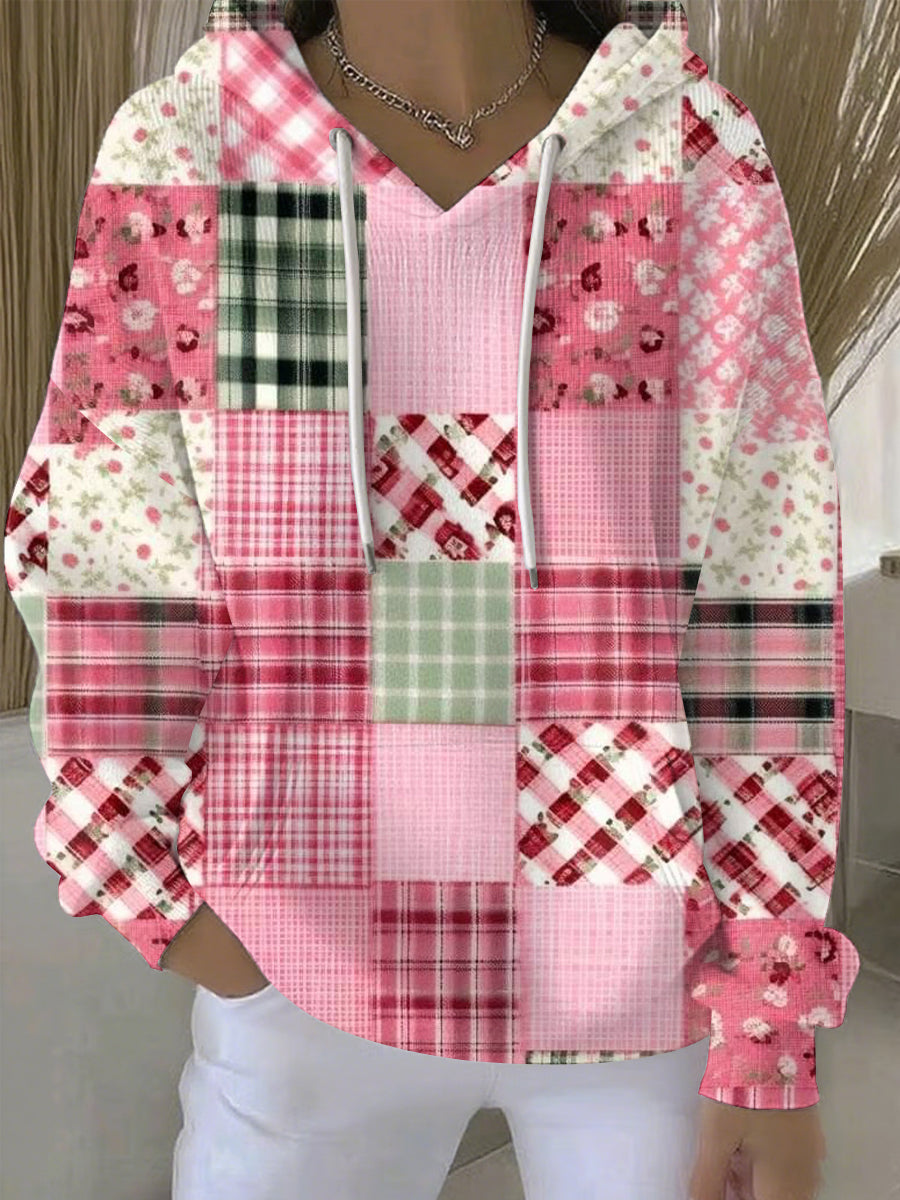 Women's Breast Cancer Pink Flowers Print Casual Hoodie