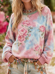 Women's Pink Floral Print Sweatshirts