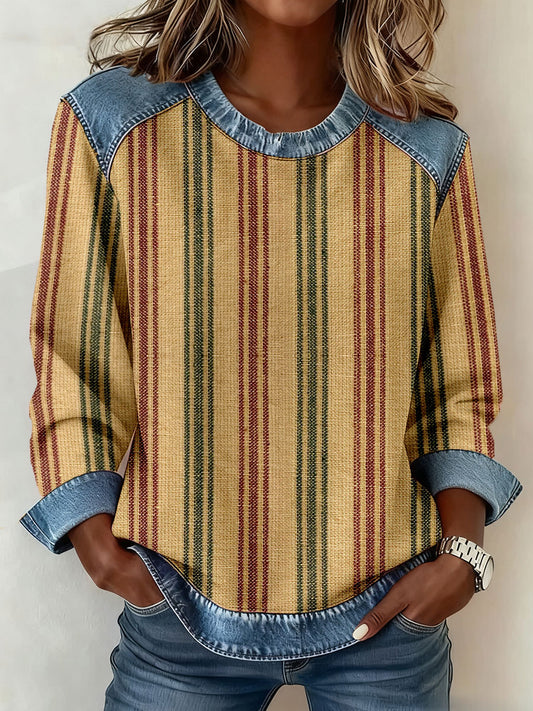 Women's Vintage Striped Printed Sweatshirts