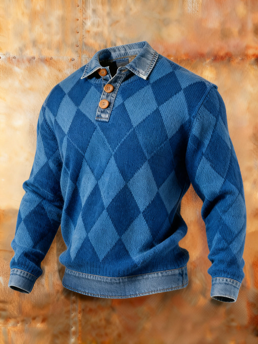 Men's Autumn and Winter Denim Collar Top