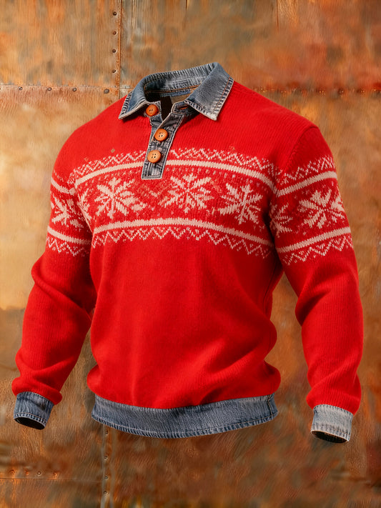 Men's Autumn and Winter Denim Collar Top