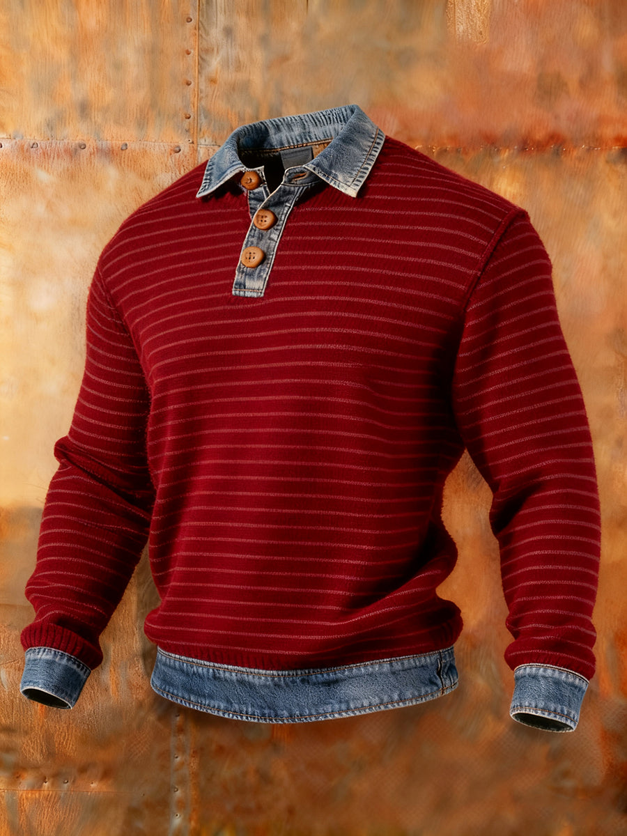 Men's Autumn and Winter Denim Collar Top