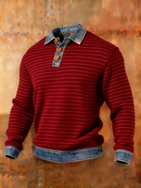 Men's Autumn and Winter Denim Collar Top