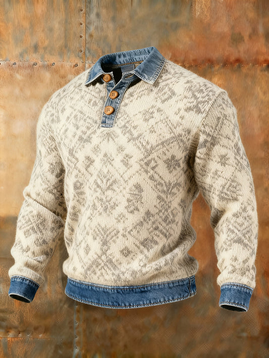 Men's Autumn and Winter Denim Collar Top