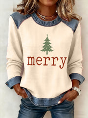 Women's Merry Christmas Tree Print Casual Sweatshirt