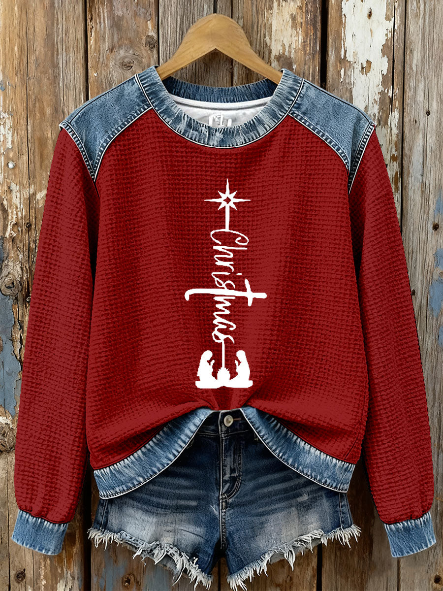 Women's Christmas Cross Print Casual Top