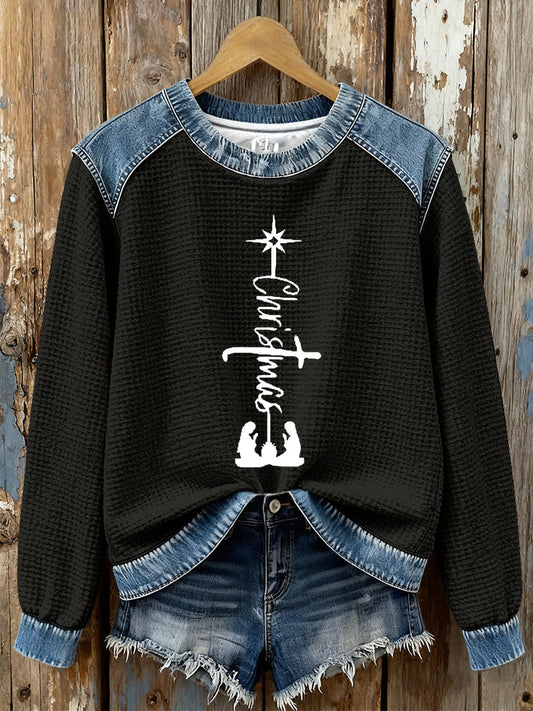 Women's Christmas Cross Print Casual Top