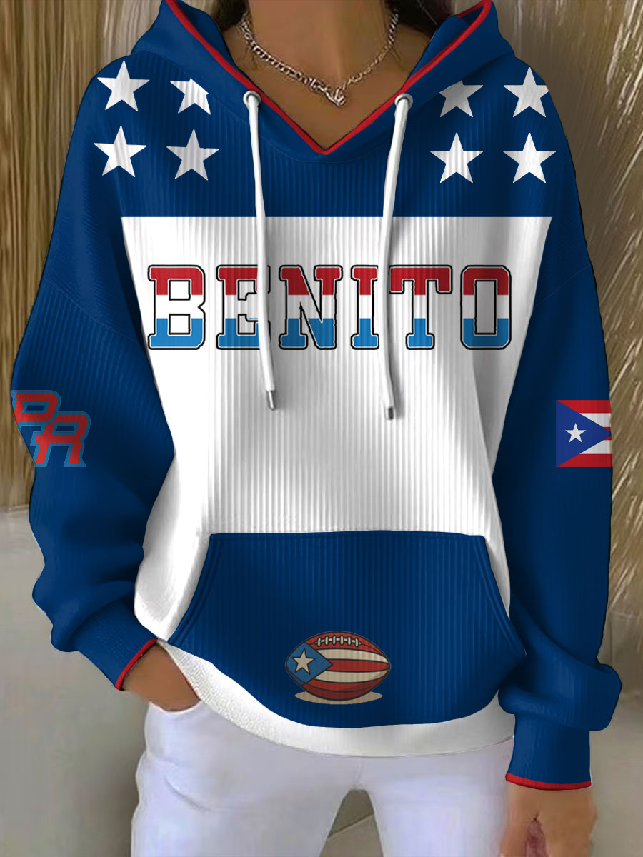 Women's Bunny Football Music Lover Printed Hoodie