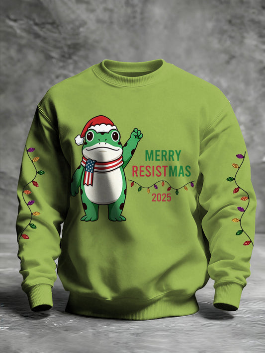 Men's Merry Resistmas Portland Frog Printed Sweatshirt
