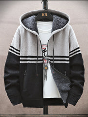 Men's Icelandic Sweater Zip-Up Knitted Hooded Jacket