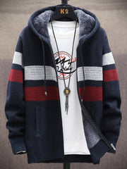 Men's Icelandic Sweater Zip-Up Knitted Hooded Jacket