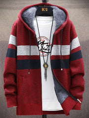 Men's Icelandic Sweater Zip-Up Knitted Hooded Jacket