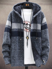 Men's Icelandic Sweater Zip-Up Knitted Hooded Jacket