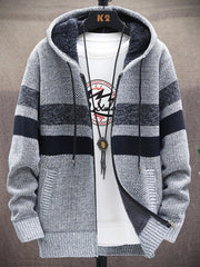 Men's Icelandic Sweater Zip-Up Knitted Hooded Jacket