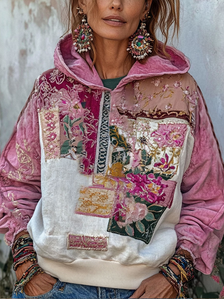 Women's Breast Cancer Awareness Floral Art Printed Hoodie