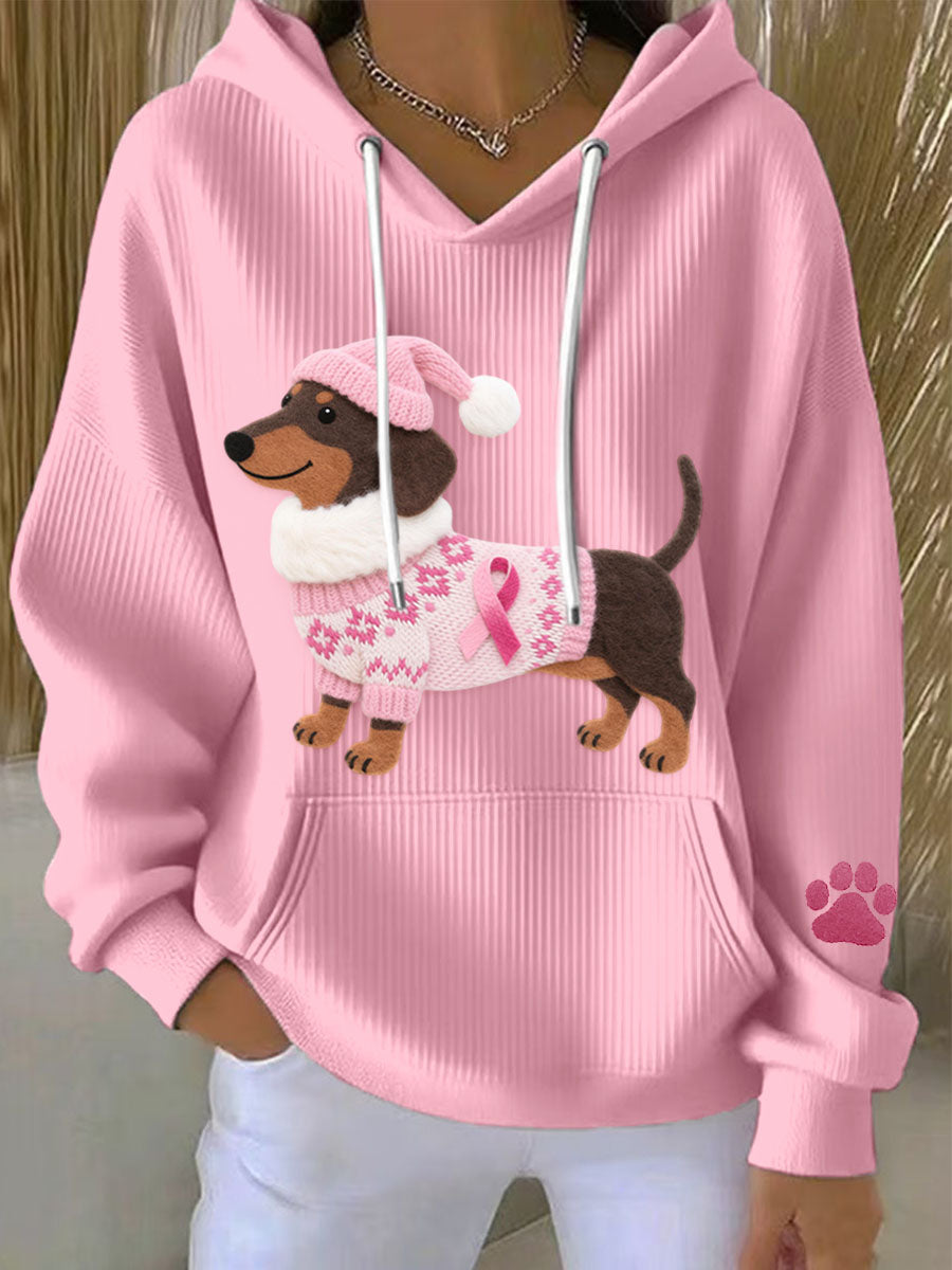 Women's Felt Art Dachshund Pattern Hoodie