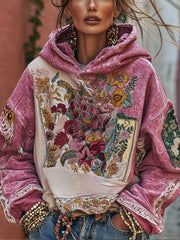 Women's Breast Cancer Awareness Floral Art Printed Hoodie