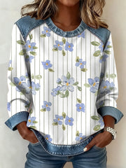 Women's Diabetes Awareness Pattern Patchwork Art Sweatshirt