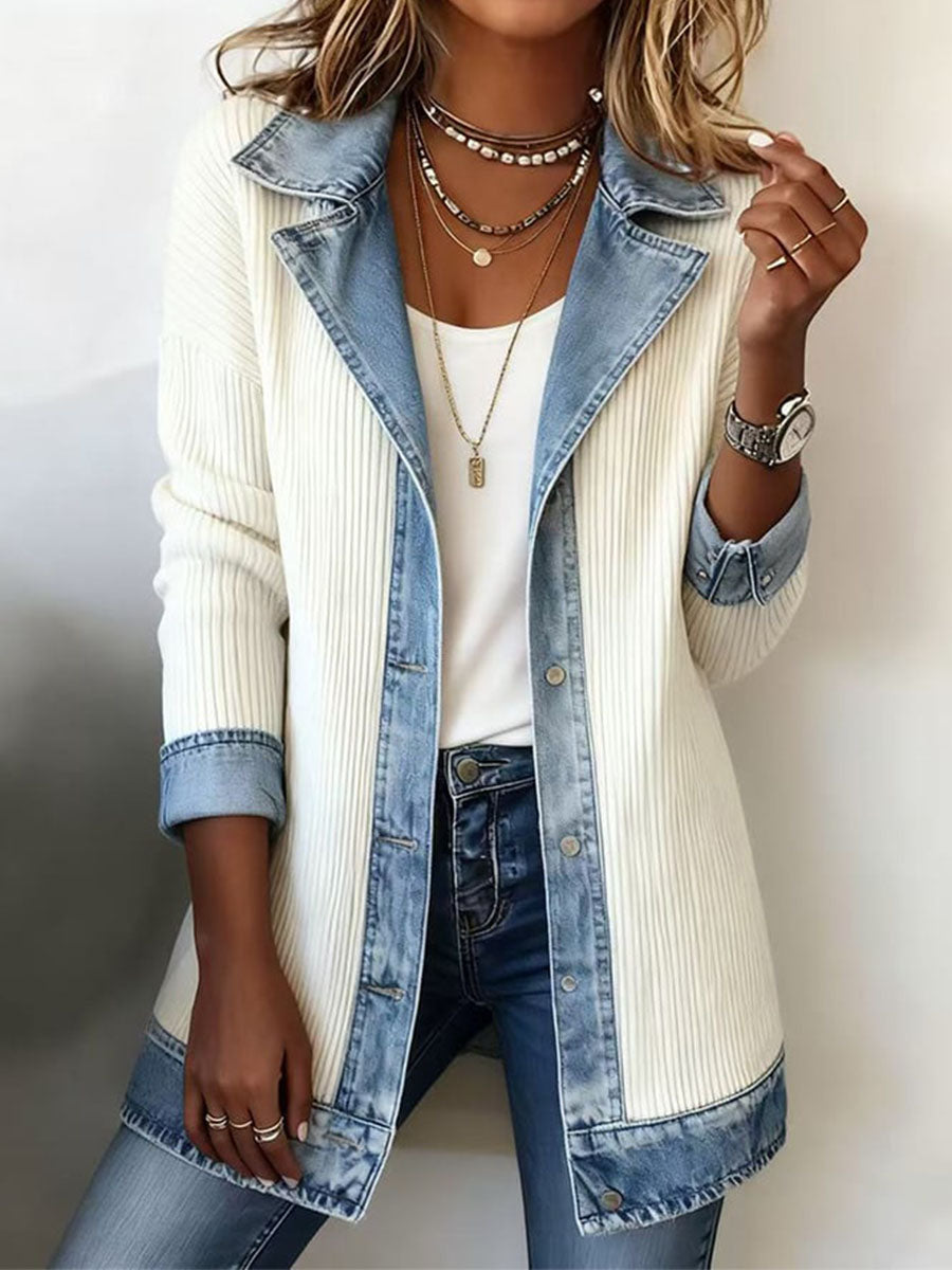Women's Fashion Patchwork Design Casual Cardigan