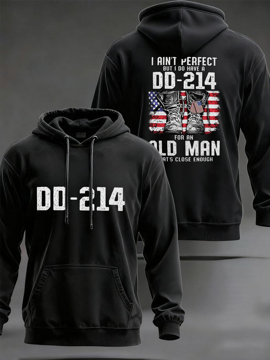 Men's I Ain`t Perfect But I Do Have DD-214 Veterans Casual Pocket Hoodie