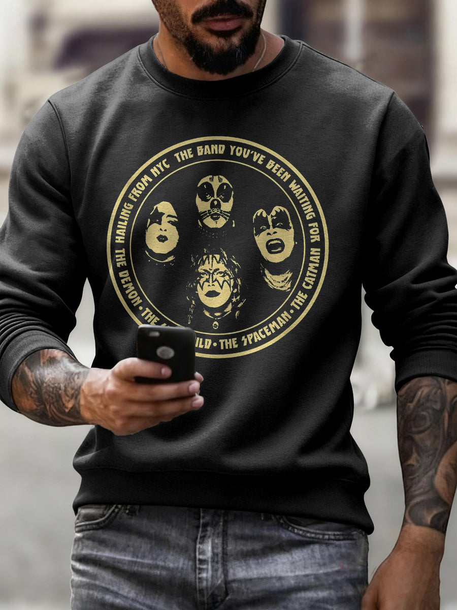 Men's Rock Band Printed Crew Neck Sweatshirt