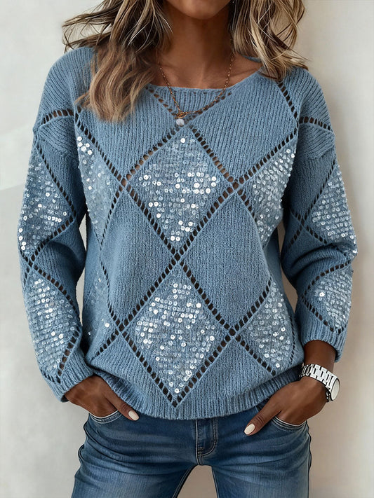 Women's Autumn Winter Geometric Sequin Sweaters