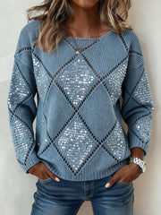 Women's Autumn Winter Geometric Sequin Sweaters