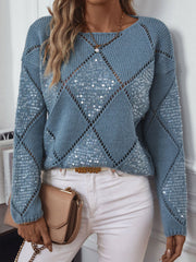 Women's Autumn Winter Geometric Sequin Sweaters
