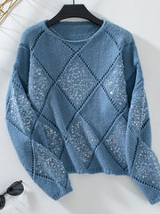 Women's Autumn Winter Geometric Sequin Sweaters