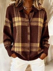 Women's Autumn Winter Style Plaid Art Printed Tops