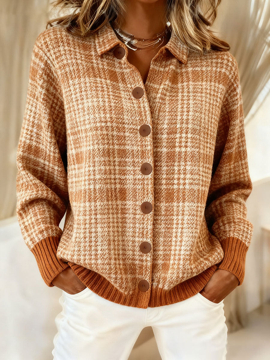 Printed V-Neck Lapel Button Vintage Casual Long Sleeve Shirt