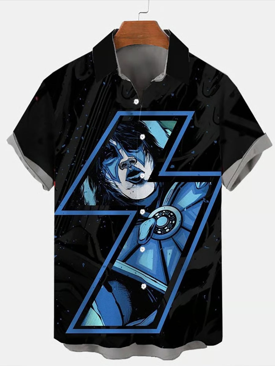 Men's Rock Band Printed Short Sleeve Shirt