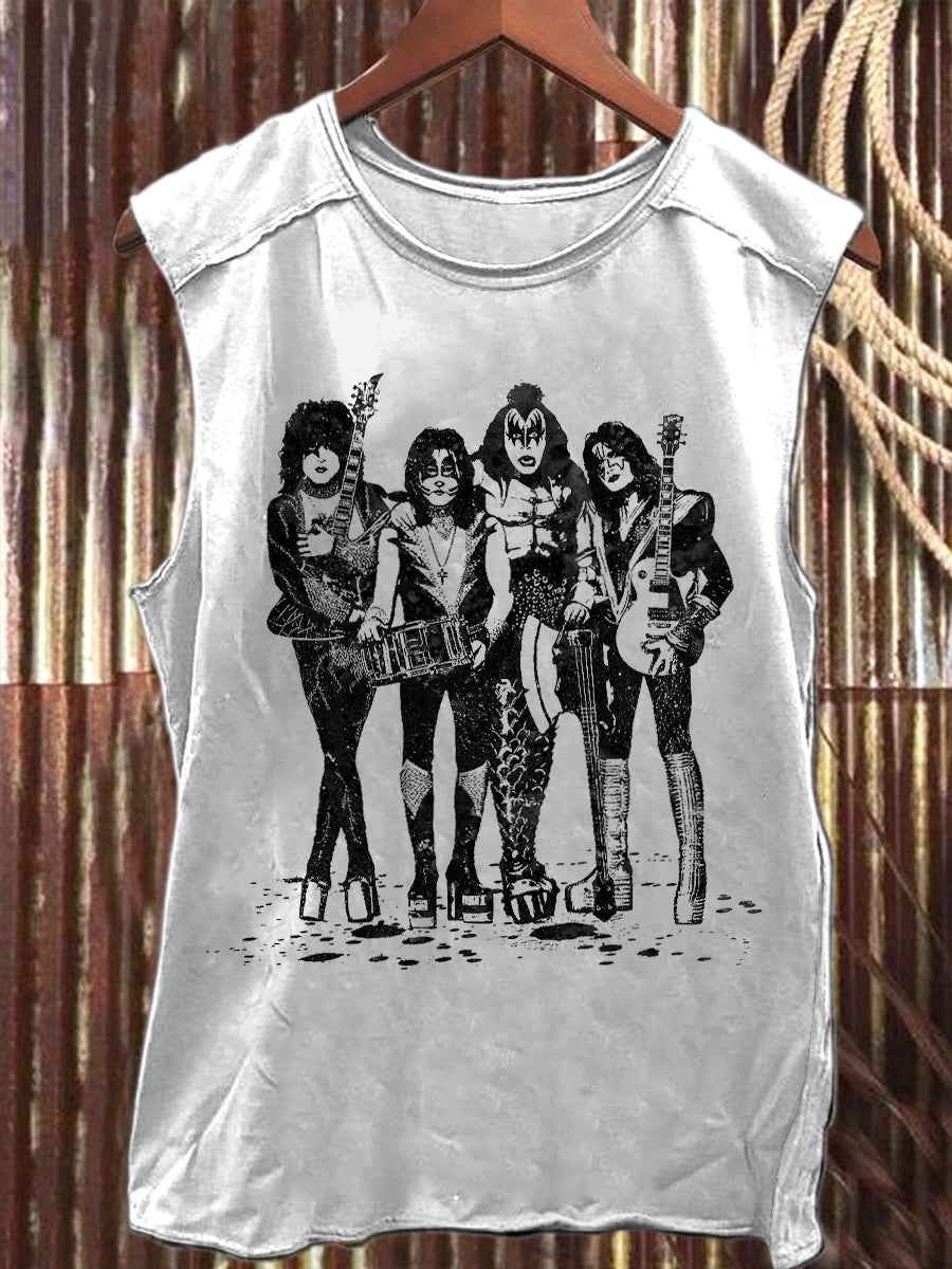 Men's Rock Band Printed Racket Vest