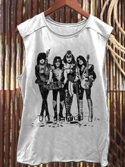 Men's Rock Band Printed Racket Vest