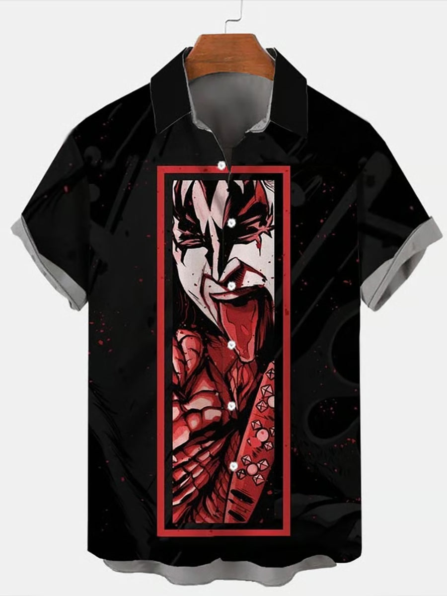 Men's Rock Band Printed Short Sleeve Shirt