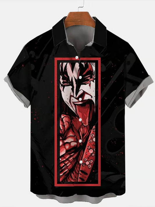 Men's Rock Band Printed Short Sleeve Shirt