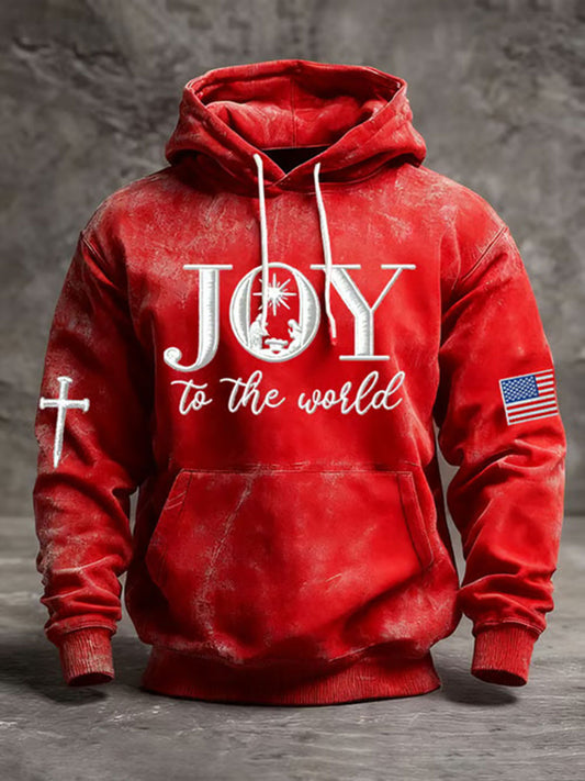 Men's Joy To The World Printed Casual Hoodie