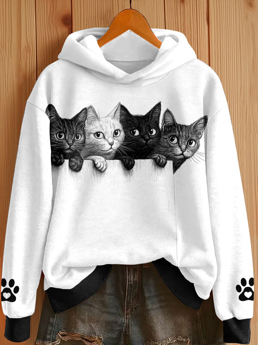 Women's Cats Print Hoodies