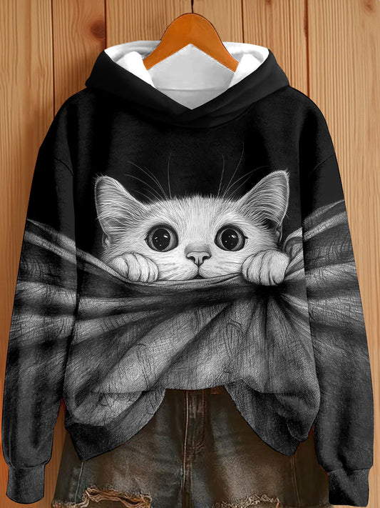 Women's Fun Cat Print Hoodies