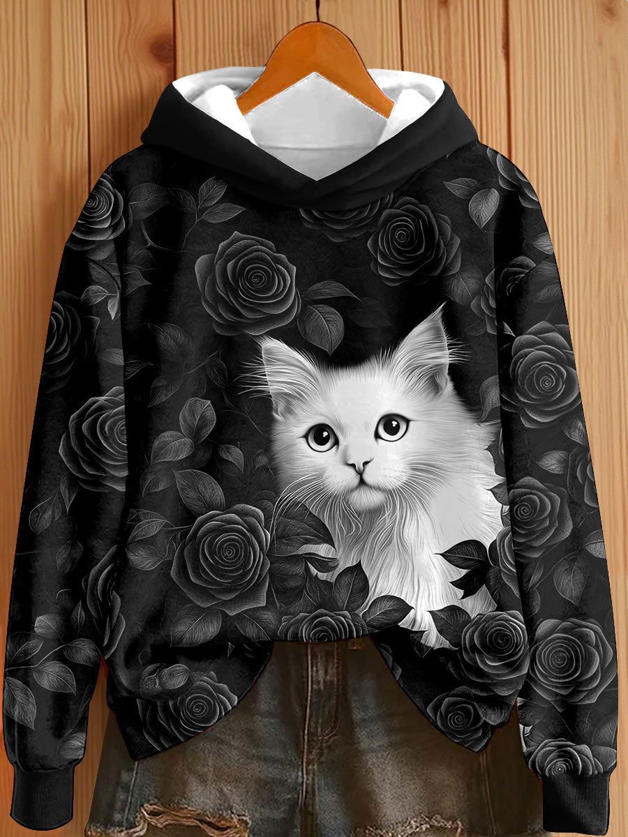 Women's Cat Print Hoodies