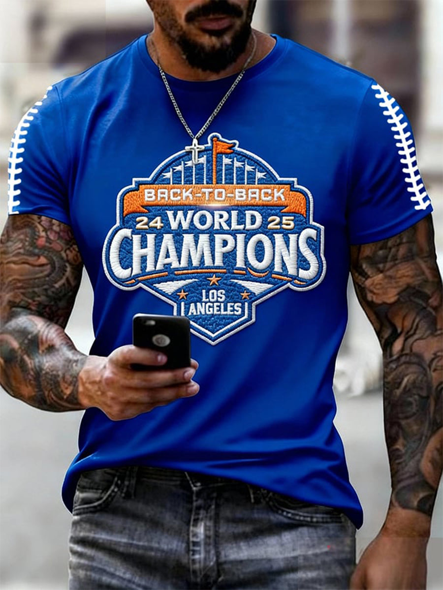 Men's Baseball World Champions Print Casual Tee