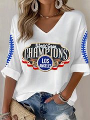 Women's Baseball World Champions 2025 Print Casual Long-Sleeve T-Shirt