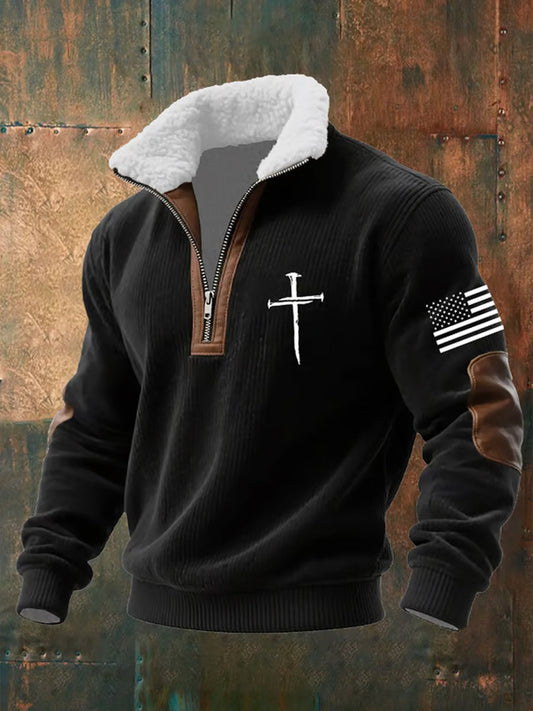 Men's Faith Cross Baggy Zip-up Hoodie