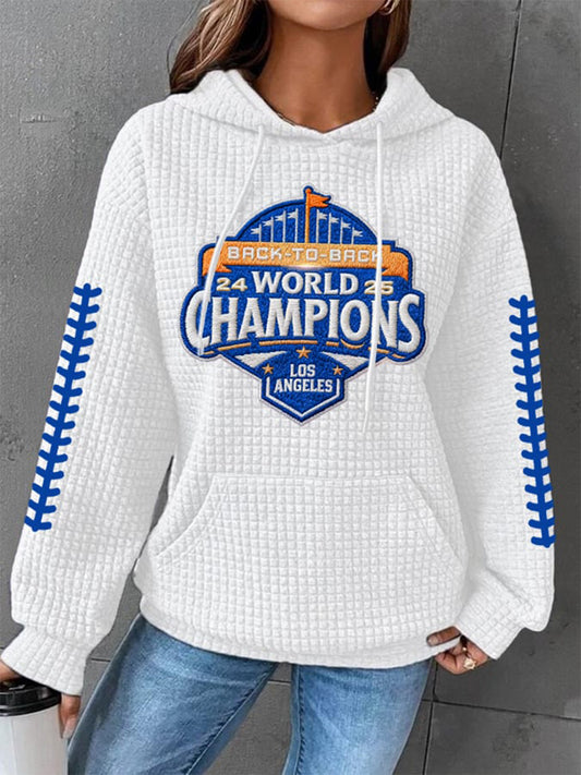 Women's Baseball World Series Champions 2025 Print Casual Waffle Hoodie