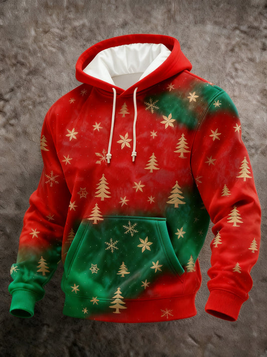 Men's Retro Christmas Printed Hoodie