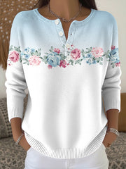 Women's Plants Flowers Print Knit Top