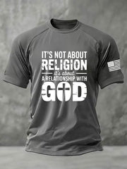 Men's It's Not a Religion It's a Relationship Faith Cross Short Sleeve T-shirt