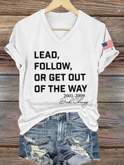Women's Lead Fallow Or Get Out Of The Way Print V Neck Short Sleeve T-shirt
