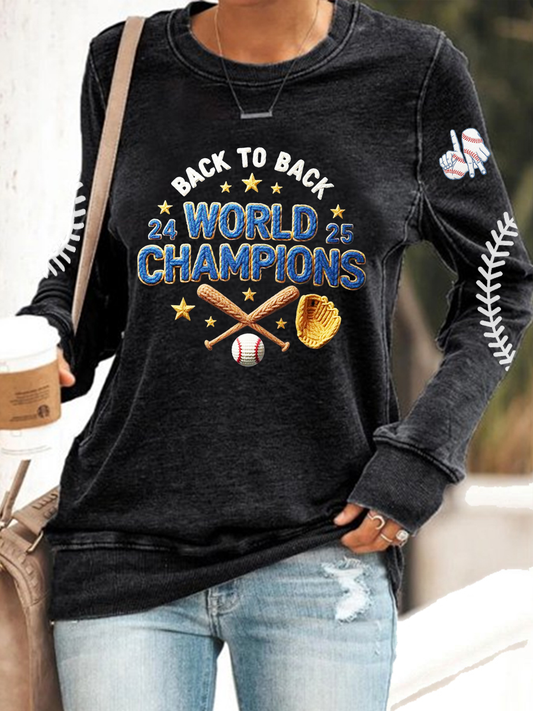 Women's PBaseball Print Sweatshirt